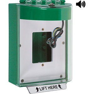 STI 13530NG Universal Stopper Housing with Horn and Relay, Enclosed Back Box, Open Mounting Plate, No Label, Green