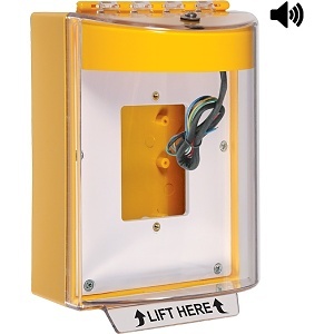STI 13530NY Universal Stopper Housing with Horn and Relay. Enclosed Back Box, Open Mounting Plate, No Label, Yellow