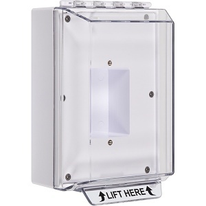 STI 14400NW Universal Stopper Low Profile without Horn Housing Enclosed Back Box Sealed Mounting Plate, No Label Included, White