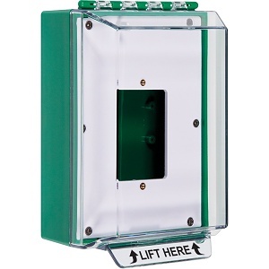 STI 14500NG Universal Stopper Housing without Horn, Enclosed Back Box, Open Mounting Plate, No Label, Green