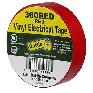 Dottie 360RED 3/4in 6ft x7mil. Premium Color Coding PVC Tape Red