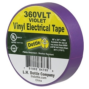 Dottie 360VLT 3/4in 60ft 7mil. Premium Color Coding PVC Tape Violt