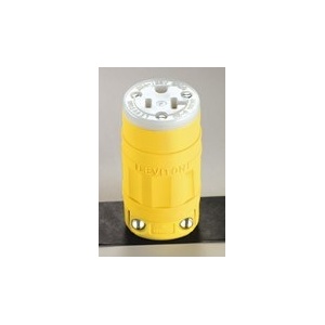 Leviton 1533 Dustguard Straight Blade Connector, 20A 125V, Yellow