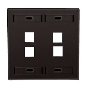 Leviton 42080-4EP QUICKPORT 4-Port Wall Plate with ID Windows, Black