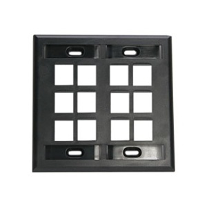 Leviton 42080-12E QUICKPORT 12-Port Wall Plate with ID Windows, Black
