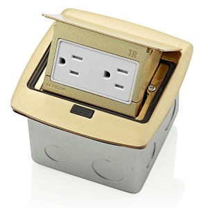 Leviton PFTR1-BR Pop-Up Floor Box with 15A Tamper-Resistant Receptacle, Brown