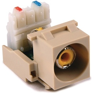 HellermannTyton 854-44275 RCA-110 Connector Module with Yellow Stripe, Ivory