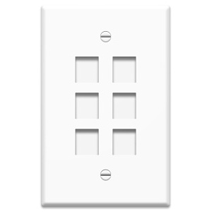 On-Q WP3306WH Single Gang Oversized Wall Plate, 6-Port, White