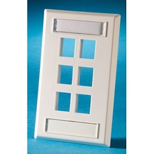 Ortronics OR-KSFP6 Single Gang Plastic Faceplate, Holds Keystone Jack Module, White