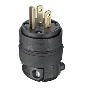 Leviton 515PR Power Plug, 15A, 125 Volt, NEMA 5-15P, 2-Pole