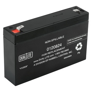 Dual-Lite 0120824 Replacement SLA Battery for Exit Lighting, 6.0 VDC, 7-7.2 AH