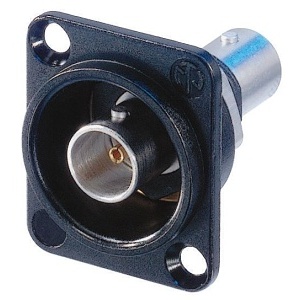NEUTRIK NBB75DFIB-P Isolated BNC Chassis Connector with D-Shape Housing, Black