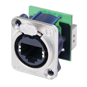 NEUTRIK NE8FDP RJ45 Feedthrough Receptacle, D-shape Metal Flange with the Latch Lock