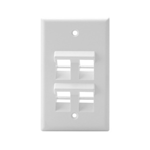 Leviton 41081-4WP Wall Plate, Single-Gang Angled Quickport Wall Plate 4-Port
