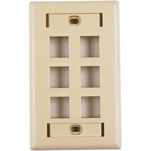 HellermannTyton FPISIX-I 6-Port Single Gang Faceplate with ID Windows, Ivory