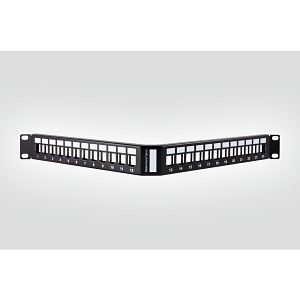 HellermannTyton GSTAPP-1U24SC 24-Port GST Angled Modular Patch Panel, 1U, Black