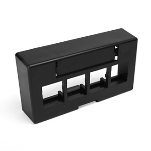Leviton 49910-EE4 QUICKPORT Modular Furniture Ext. Depth Faceplate, 4-Port, Black (includes blank insert)
