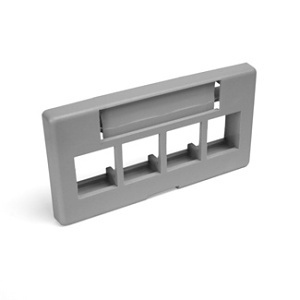 Leviton 49910-SG4 QUICKPORT Modular Furniture Faceplate, 4-Port, Gray