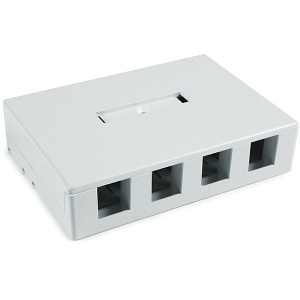 HellermannTyton SMBQUAD-W Surface Mount PVC Box, Plenum Rated, 4-Port, White