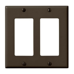 Leviton 80409-000 2-Gang Decora/GFCI Device Wallplate, Standard Size, Thermoset, Brown