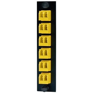 Hubbell FSPNLCDS6Y Fiber Optic Patch Panel, Fiber, Adapter Panel, 12P, 6-LC DupLX, Zirc, Yellow