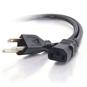 C2G 9482 18 AWG Universal Power Cord, NEMA 5-15P to IEC320C13, TAA Compliant, 15' (4.6m)