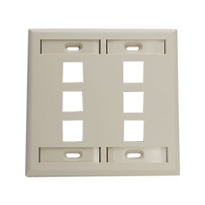 Leviton 42080-6IP Wall Plate, Qwk -Port Wall Plt 6-Port Ivory