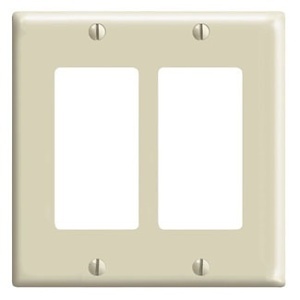 Leviton 80409-00I Decora 2-Gang GFCI Device Wallplate, Ivory