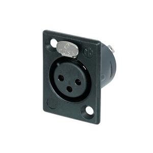NEUTRIK NC3FP-BAG-1 3-Pole Female Receptacle, Solder Contacts, Black