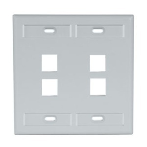 Leviton 42080-4GP 4-Port Dual-Gang Wall Plate, Gray