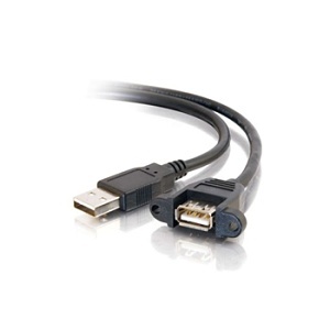 C2G CG-28063 Panel-Mount USB 2.0 Male to Female Cable, 2' (0.6m)