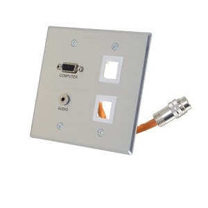 Quiktron 2212-60114-001 RapidRun Multi-Format Wall Plates, 2-Gang, HD15, 2KS
