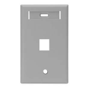 Leviton 42080-1GS Single-Gang QUICKPORT Wall Plate with ID Window, 1-Port, Gray