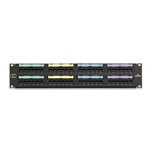 Leviton 49012-J48 48 Voice Grade Patch Panel, 48-Port, 2RU, 8P2C Jacks, 25-Pair Connectors