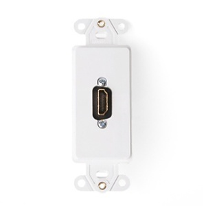 Leviton 41647-00W Decora Insert with HDMI Feedthrough QUICKPORT Connector, Single Gang, White