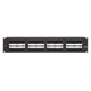 Leviton 69586-C48 eXtreme CAT6 Flat Universal Patch Panel, 48-Port, 2RU, Black