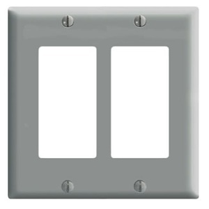 Leviton 80409-0GY 2-Gang Decora/GFCI Device Wallplate/Standard Size, Thermoset, Gray