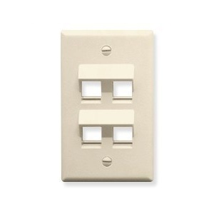 ICC IC107DA4AL Angled Faceplate with 4-Angled Ports for EZ HD Style in Single Gang, Almond
