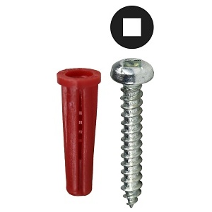 Dottie RD3DDTP Anchor, #8 Red Conical Anchor Kit with Pan Head Square Driver