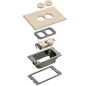 Arlington FLBC101LATK Trim Kit for Non Metallic Concrete Floor Boxes, Light Almond