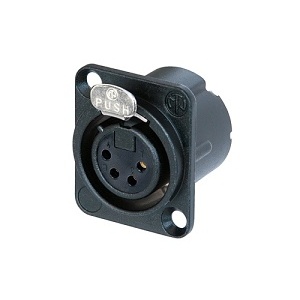 NEUTRIK NC4FD-LX-B 4-Pole Female Receptacle, Solder C, Nickel housing, Black
