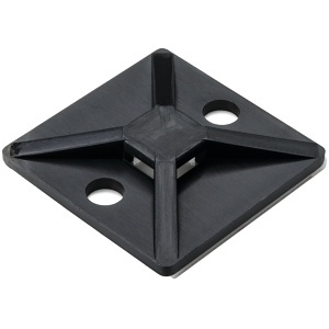 HellermannTyton MB4A0H4 Rubber Adhesive Cable Tie Mount, 1.12" 1.12", Use with T18-T50 Cable Tie, PA66, 500-Pack, Black
