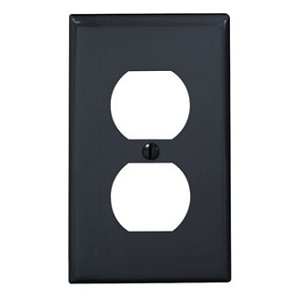 Leviton 80703-E 1-Gang Duplex Outlet/Receptacle Wallplate, Standard Size, Thermoplastic Nylon, Black