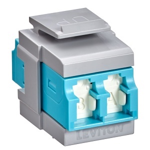 Leviton 41086-LLG QP OM3/4 Duplex LC Adapter with Shutters, Blue