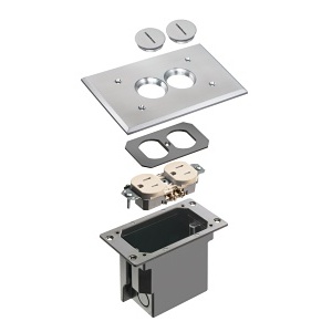 Arlington FLBR101NL Non-Metallic Floor Box with Metallic Cover for Installed Floors, Nickel Plated