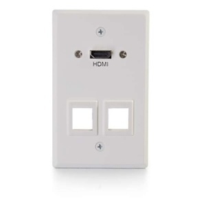 C2G CG60161 HDMI Pass-through Single Gang Wall Plate with Keystones, White