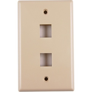 HellermannTyton FPDUAL-I 2-Port Standard Single Gang Faceplate, Ivory