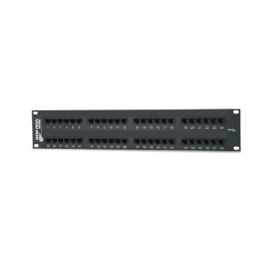 West Penn 48PP6C-L 48-Port Patch Panel for CAT5e and CAT6 Plus, Black