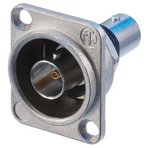 NEUTRIK NBB75DFI Isolated BNC Chassis Connector, Front Mounting, D-shape Housing, Nickel