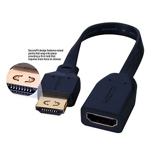 Vanco SFHDA1 Mount Accessory, Cable HDMI M-F Securefit FLX 1'
